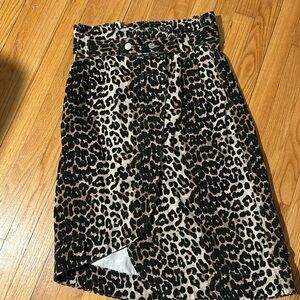 Ganni leopard denim skirt high waisted asymmetrical hemline